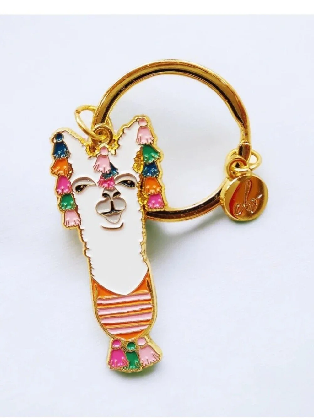 Clairebella Enamel Llama Keychain Gold Tone Multicolor NWT Gift